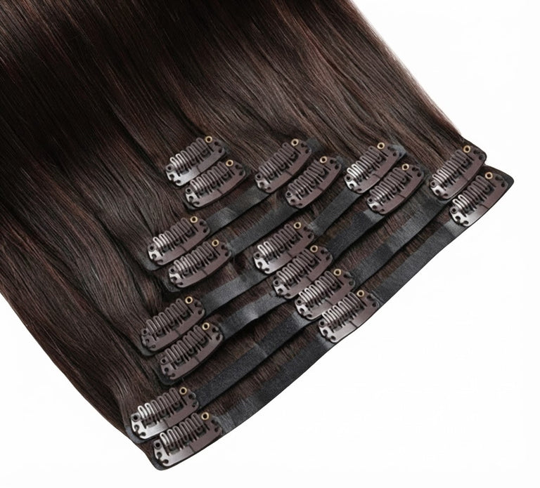 Straight 20 Inch Seamless Remy Clip-in Hair Extensions - 100% Human Hair