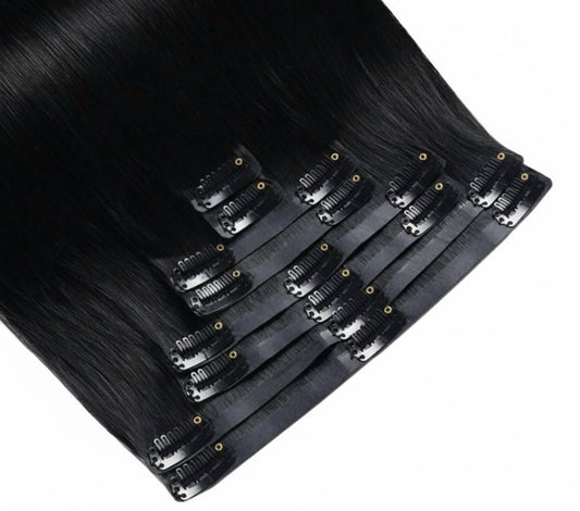 Straight 20 Inch Seamless Remy Clip-in Hair Extensions - 100% Human Hair